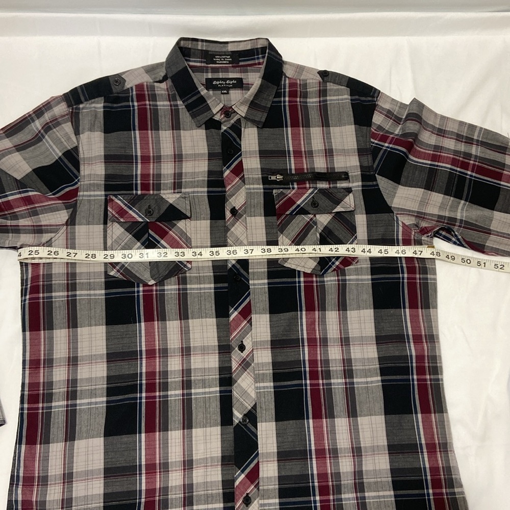 EIGHTY EIGHT,PLATINUM,LONG SLEEVE, RED,BLACK & GRAY,CHECKERED,MEN SHIRT,SIZE XXL - Picture 4 of 14